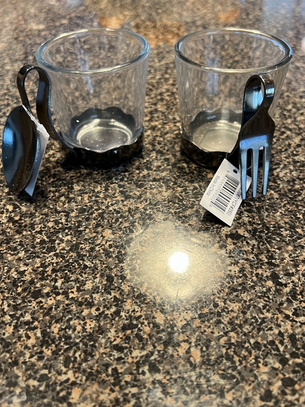 Yankee Candle Clear Glass Votive Holders with Black Metal Clip Accents